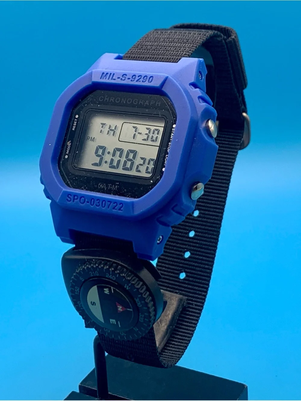 Men’s Digital Wristwatch Chrono Day Date Backlight Alarm Nylon Strap Working
